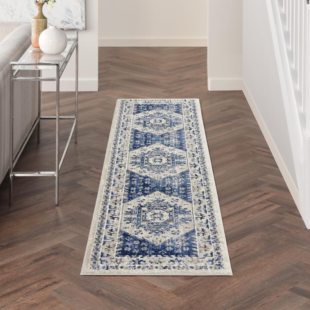CYR05 Cyrus Ivory Blue Area Rug- 2'2" x 7'6". Picture 2