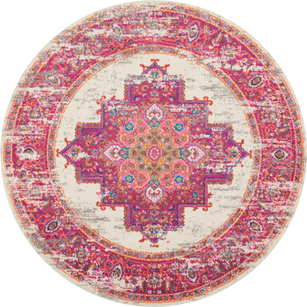 Bohemian Round Area Rug, 4' x Round. Picture 1