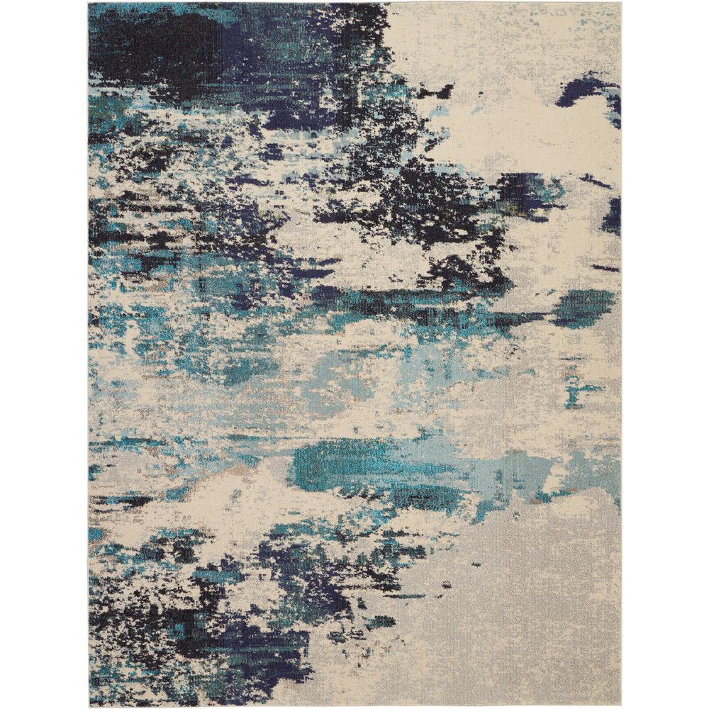 Celestial Area Rug, Ivory/Teal Blue, 7'10" x 10'6". Picture 1