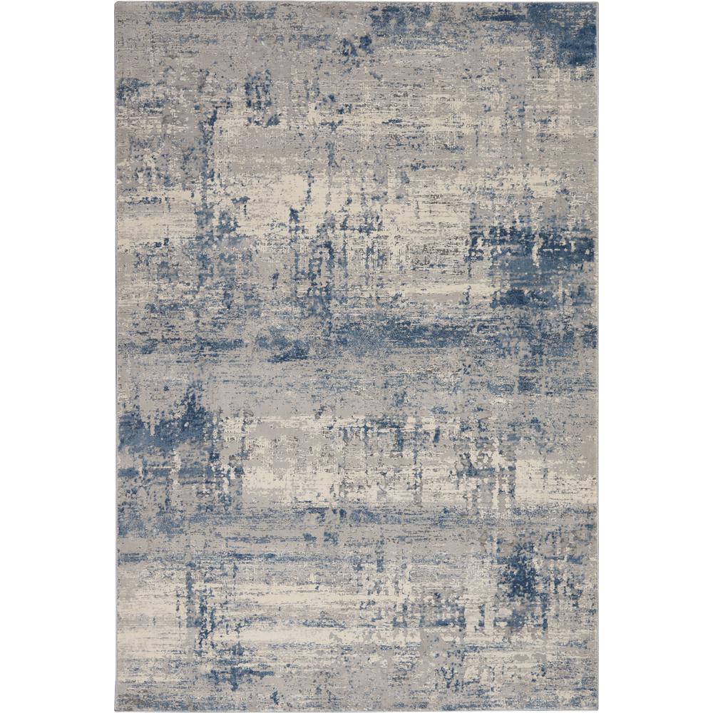 Rustic Textures Area Rug, Ivory/Blue, 5'3" X 7'3". Picture 1