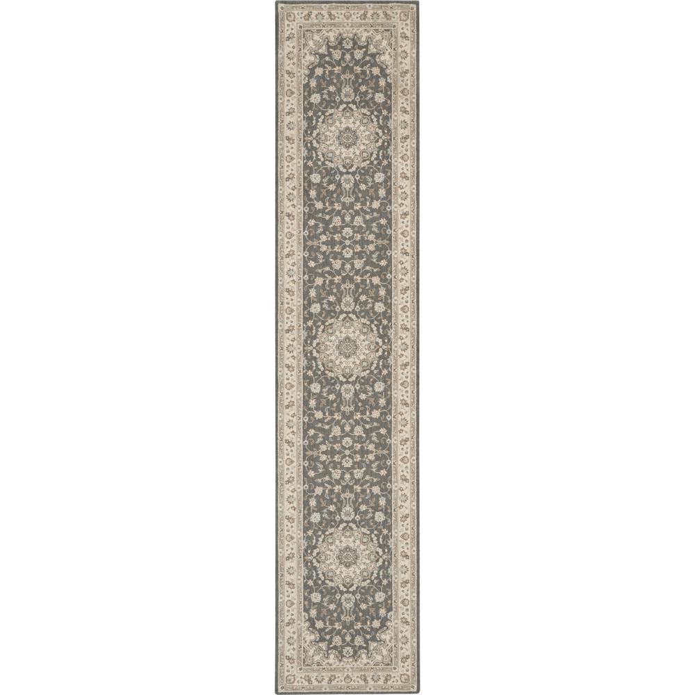 Nourison Living Treasures Runner Area Rug, 2'6" x 12', Grey/Ivory. Picture 1