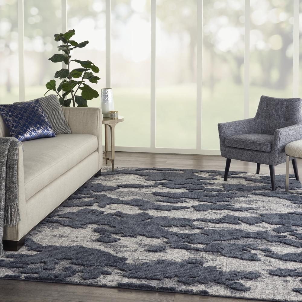 Nourison Textured Contemporary Area Rug, 7'10" x  9'10", Blue/Grey. Picture 9