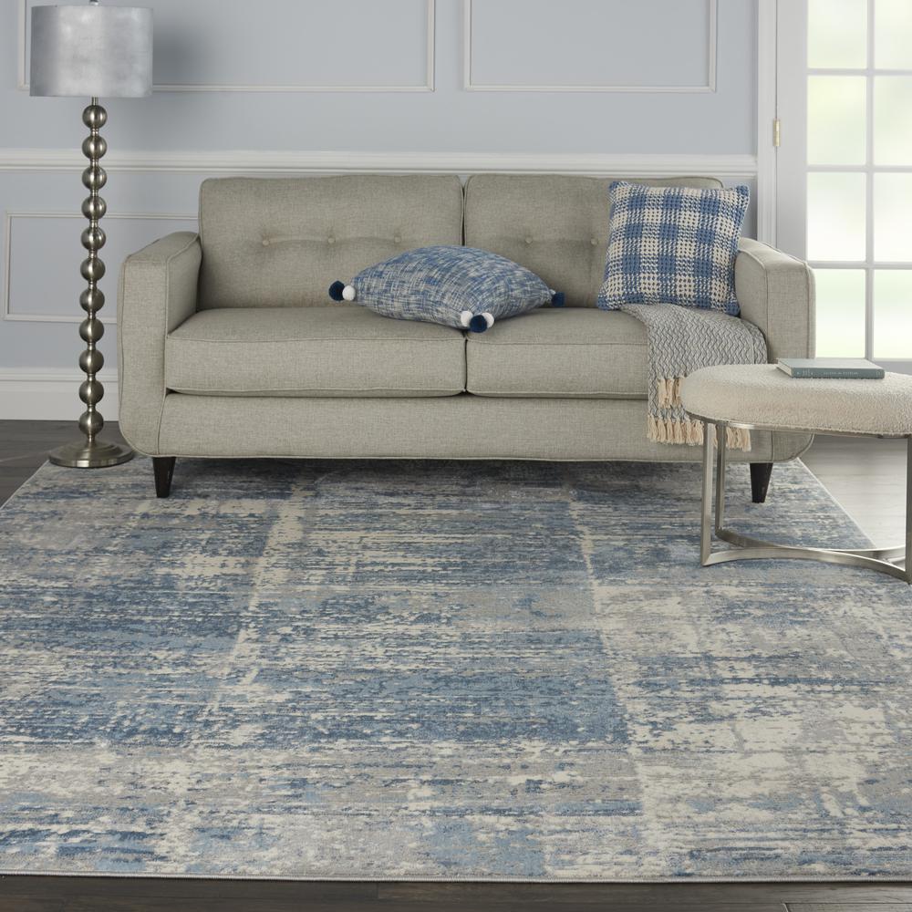 Solace Area Rug, Ivory/Grey/Blue, 8' x  10'. Picture 4