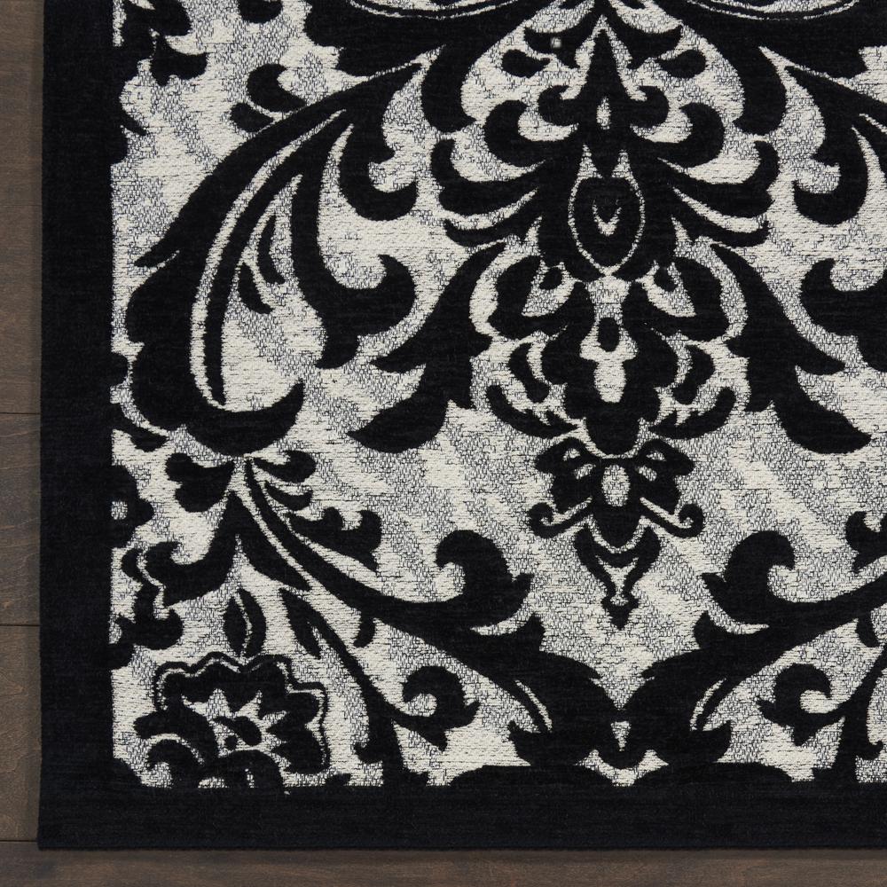 Damask Area Rug, Black/White, 5' x 7'. Picture 4