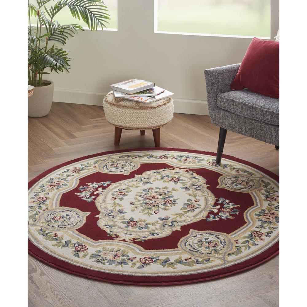 ABS1 Aubusson Red Area Rug- 5'3" x round. Picture 9