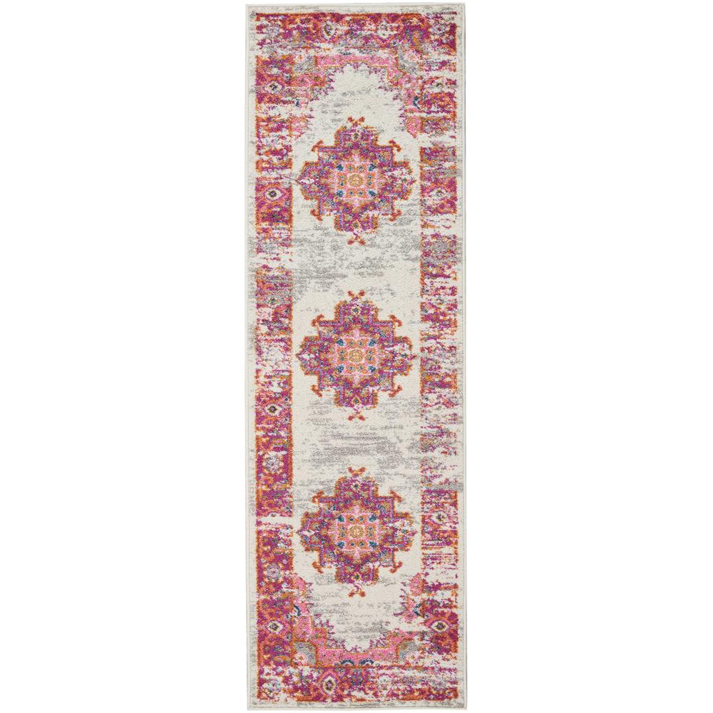 Passion Area Rug, Ivory/Fuchsia, 1'10" x 6'. Picture 1