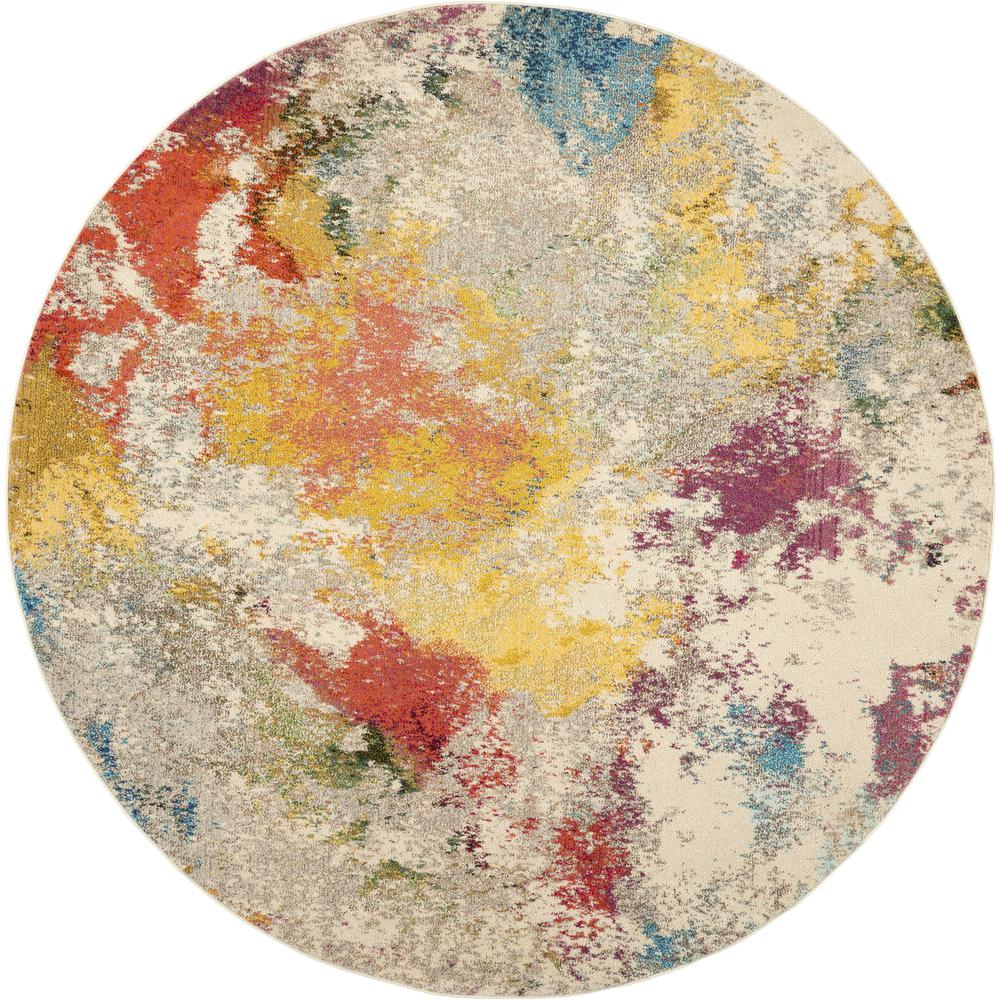 Celestial Area Rug, Ivory/Multicolor, 7'10"XROUND. Picture 1