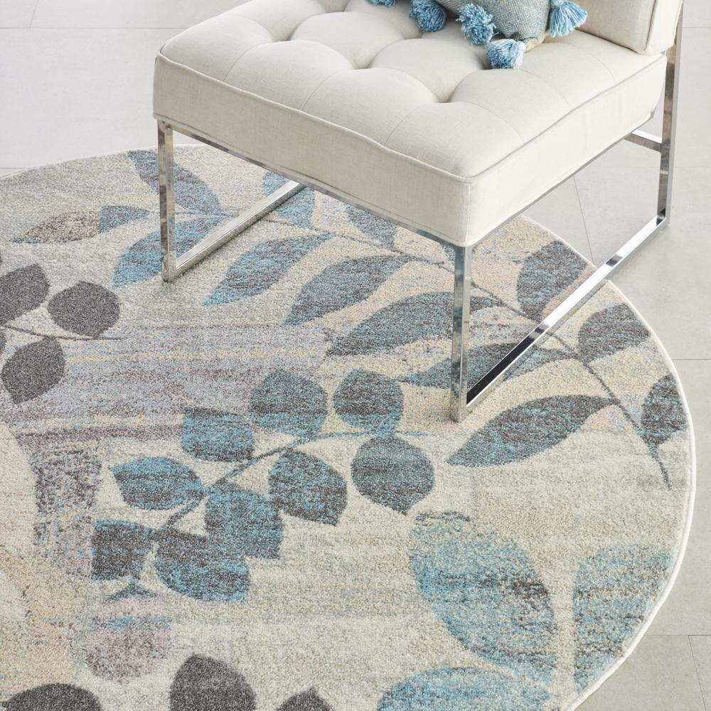 Tranquil Area Rug, Ivory/Light Blue, 5'3" x ROUND. Picture 8