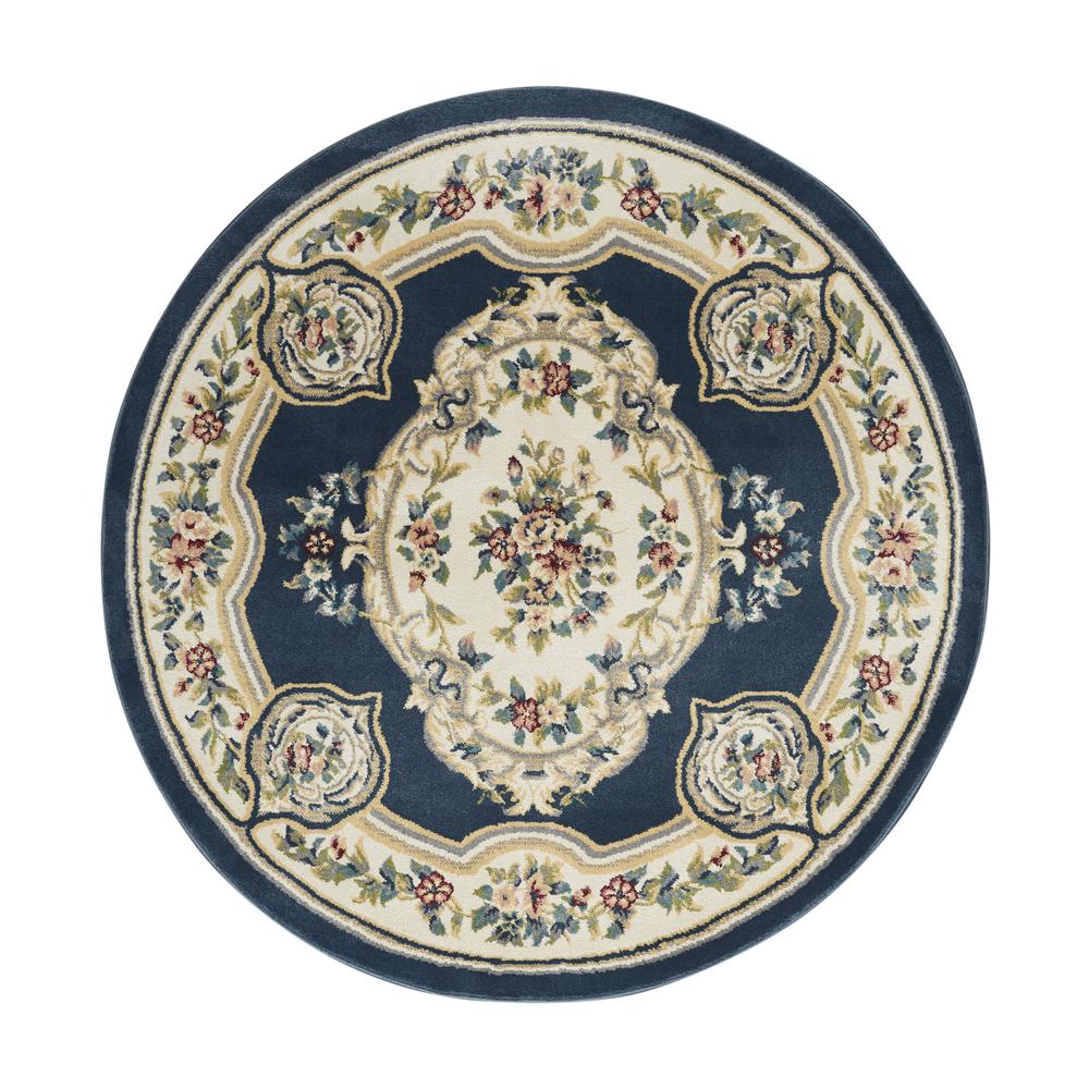 ABS1 Aubusson Navy Area Rug- 7'10" x round. Picture 1