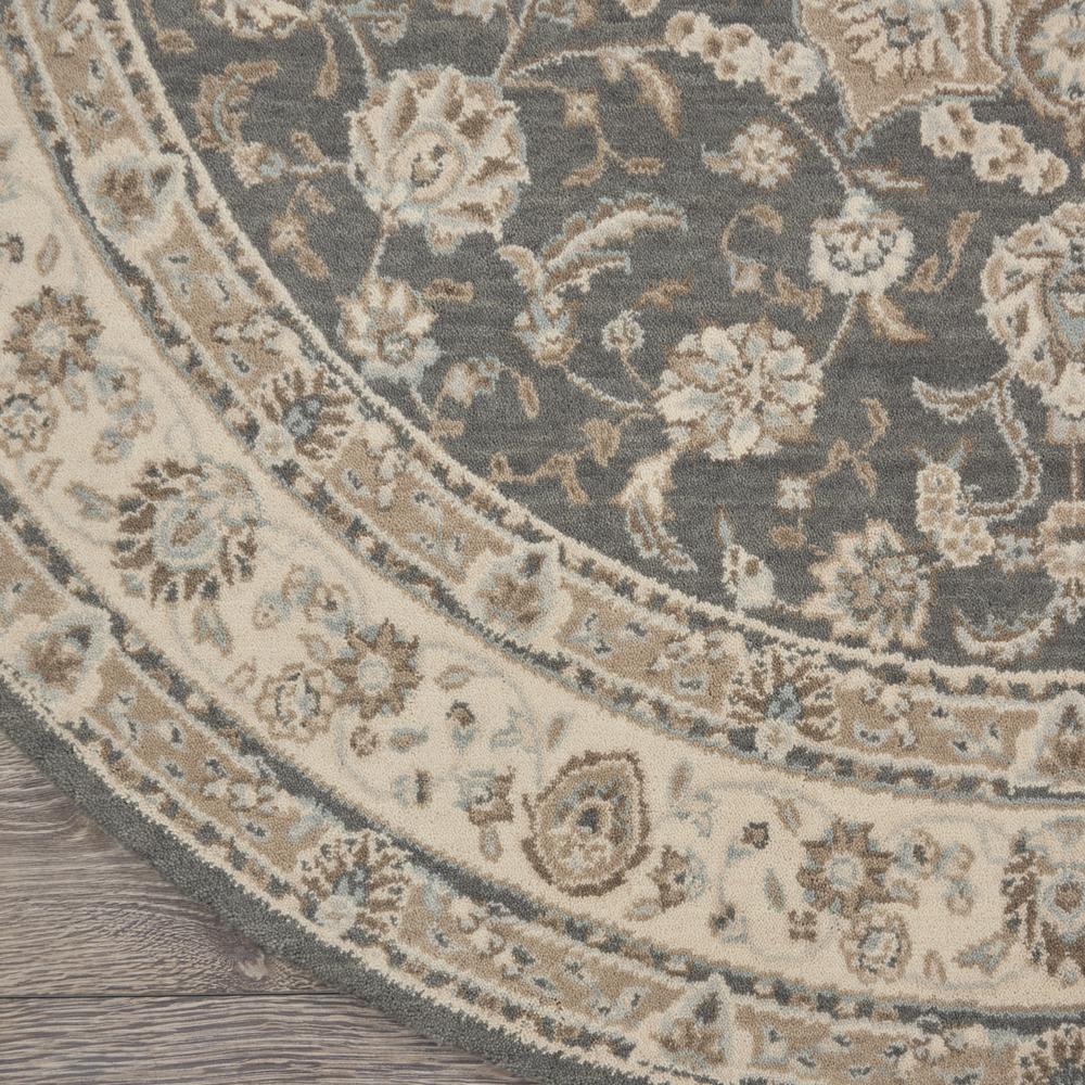 Nourison Living Treasures Round Area Rug, 5'10" x ROUND, Grey/Ivory. Picture 4