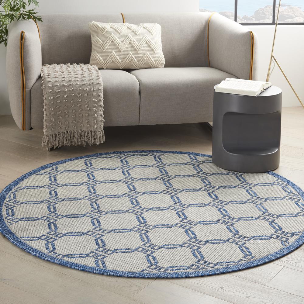 GRD02 Garden Party Ivory Blue Area Rug- 5'3" x round. Picture 2