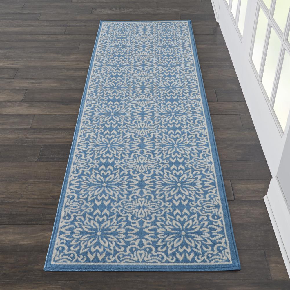 Nourison Jubilant Runner Area Rug, 2'3" x 7'3", Ivory/Blue. Picture 2
