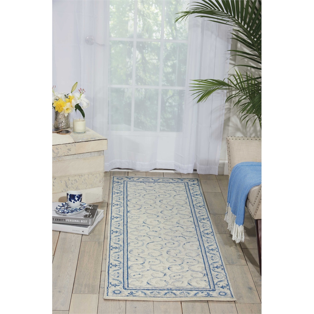 Nourison Somerset Ivory Blue Area Rug. Picture 6