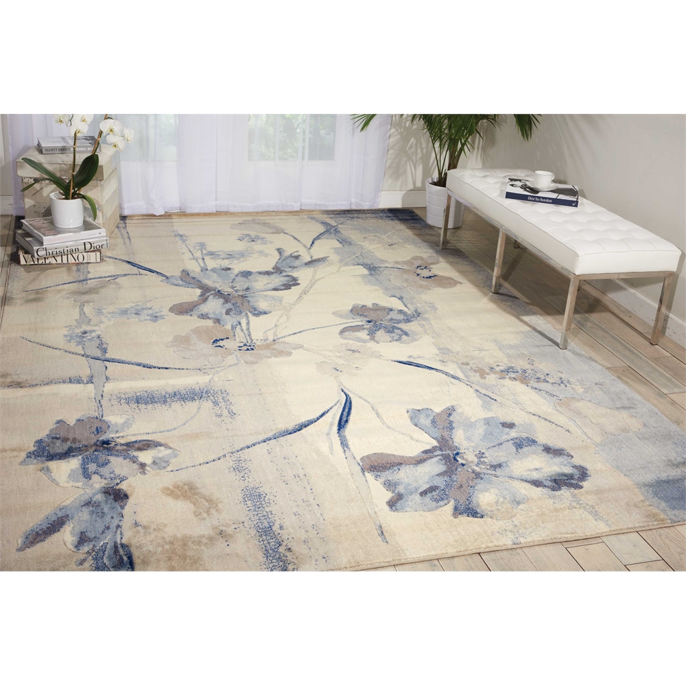 Nourison Somerset Ivory Blue Area Rug. Picture 2