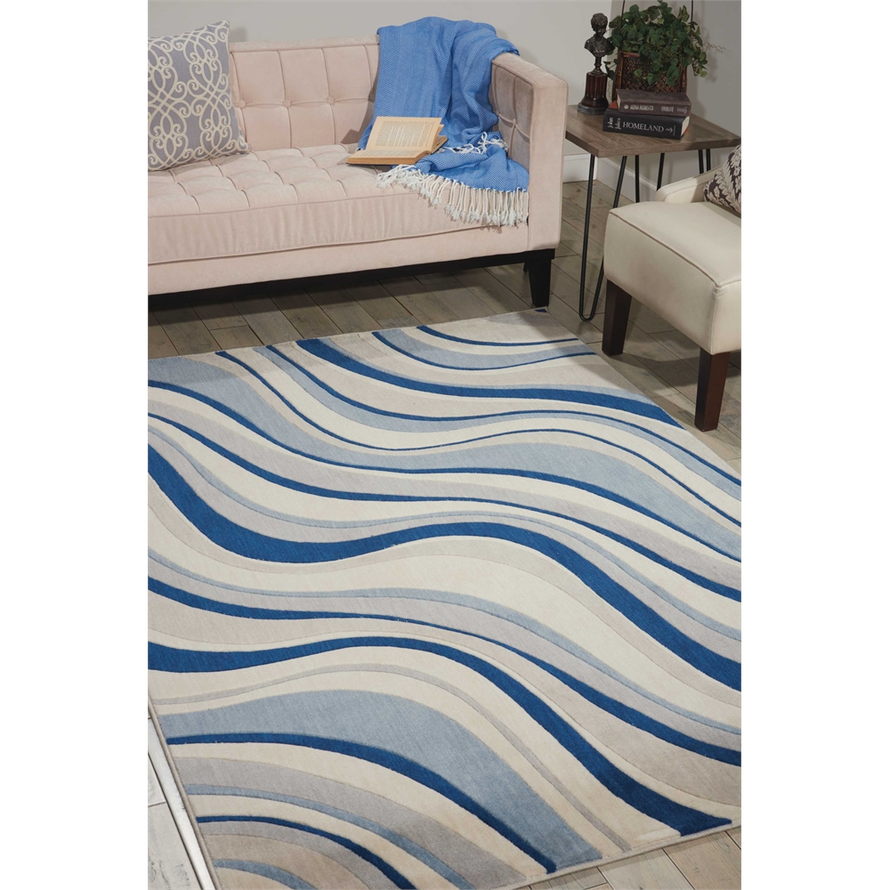 Nourison Somerset Ivory Blue Area Rug. Picture 1