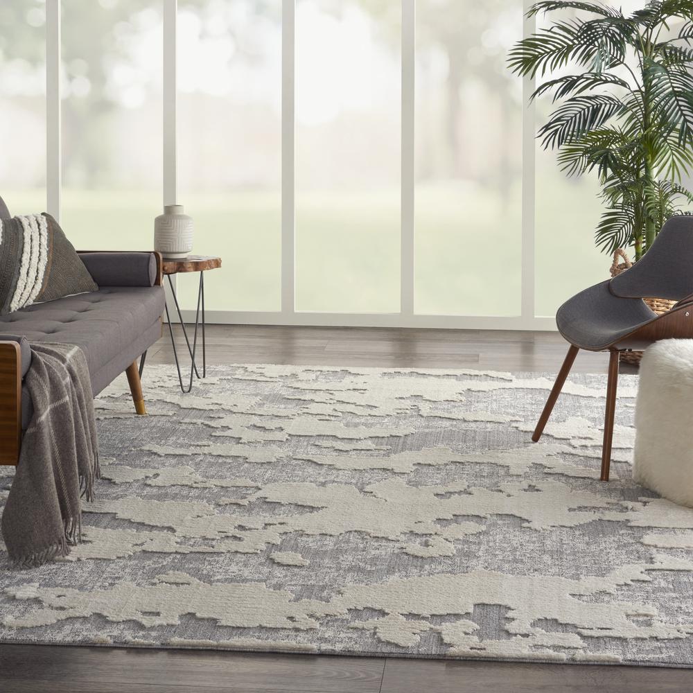 Nourison Textured Contemporary Area Rug, 7'10" x  9'10", Ivory/Grey. Picture 9