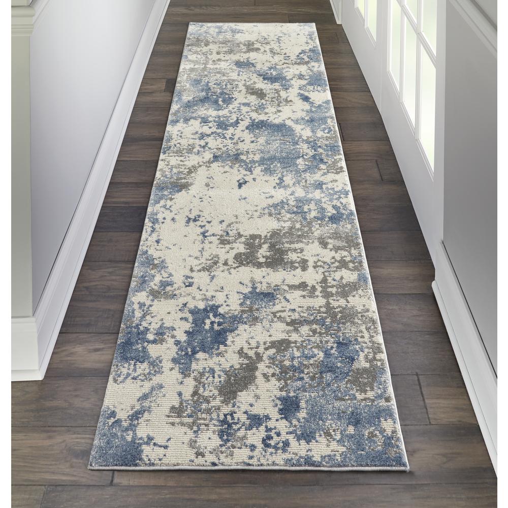 Rustic Textures Area Rug, Grey/Blue, 2'2" X 7'6". Picture 4