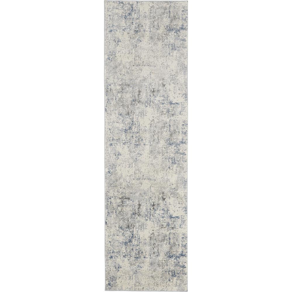 Rustic Textures Area Rug, Ivory/Grey/Blue, 2'2" X 7'6". Picture 1