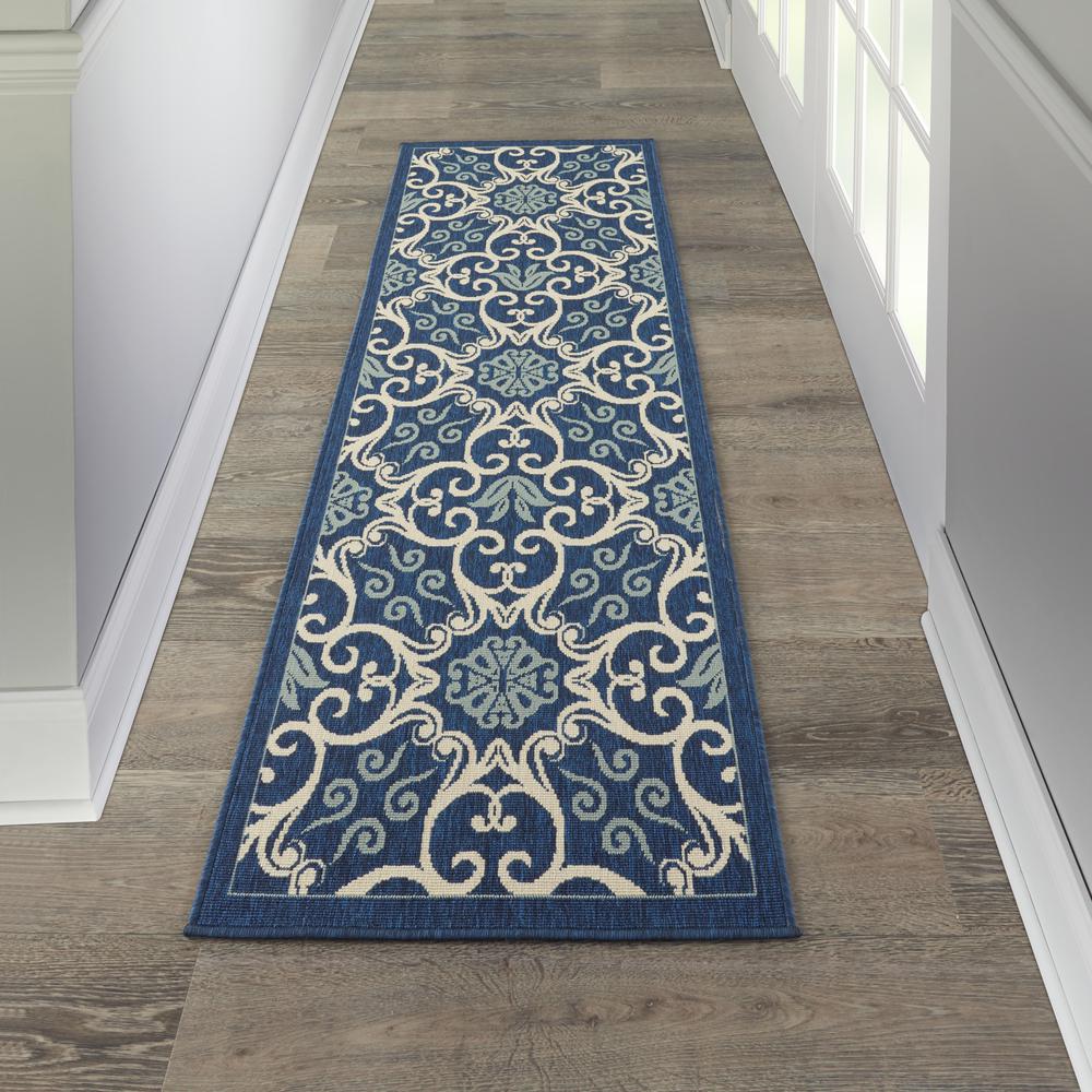 Nourison Caribbean Runner Area Rug, Navy, 2'3" x 3', CRB02. Picture 2