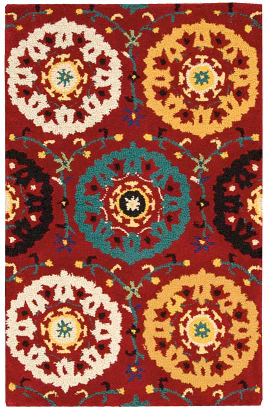 Suzani Red Area Rug. Picture 1