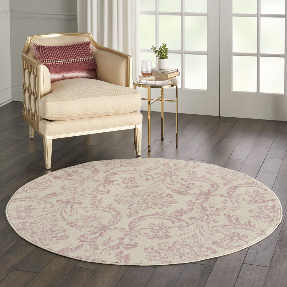 Jubilant Area Rug, Ivory/Pink, 5'3" x ROUND. Picture 6