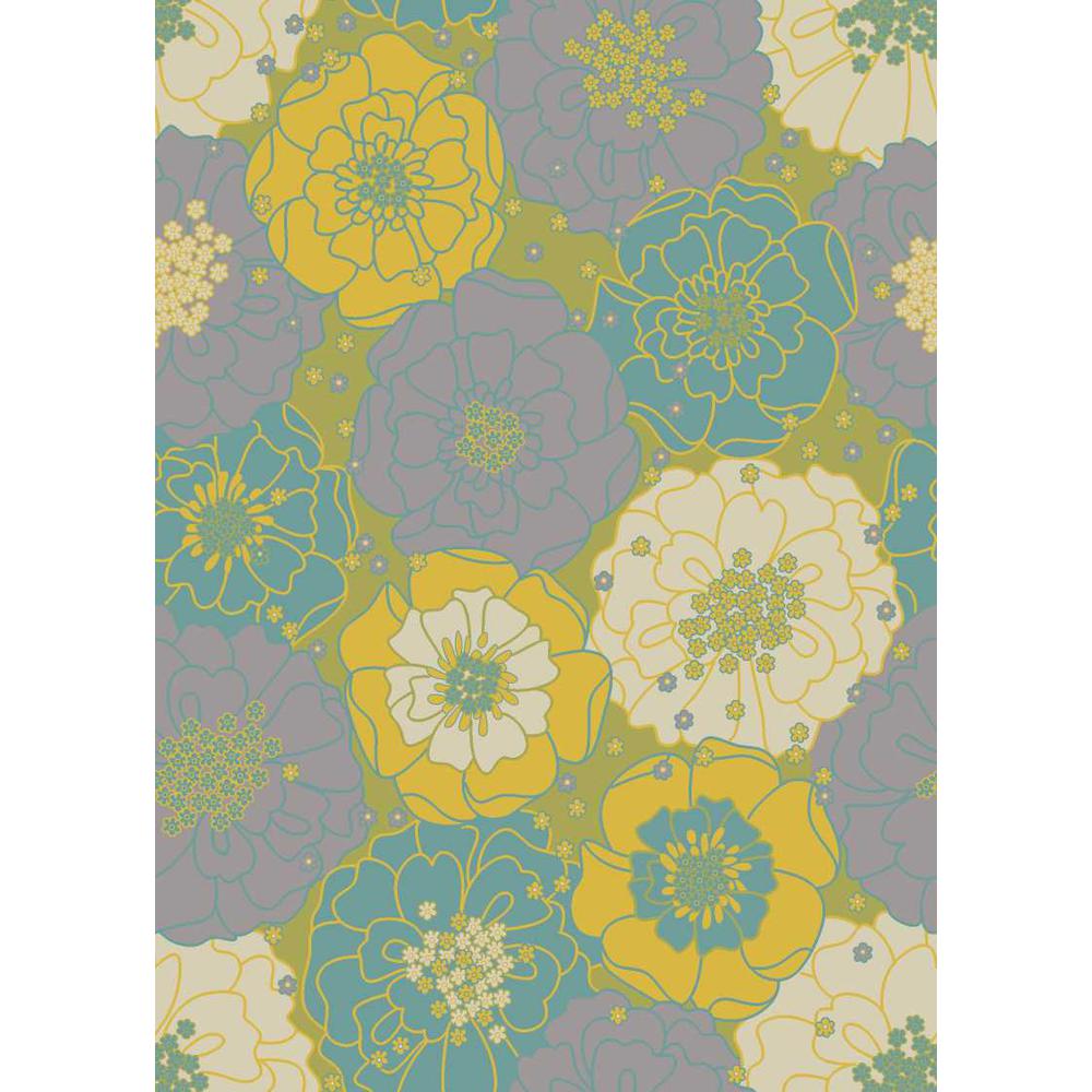 Home & Garden Area Rug, Green, 4'3" x 6'3". Picture 1