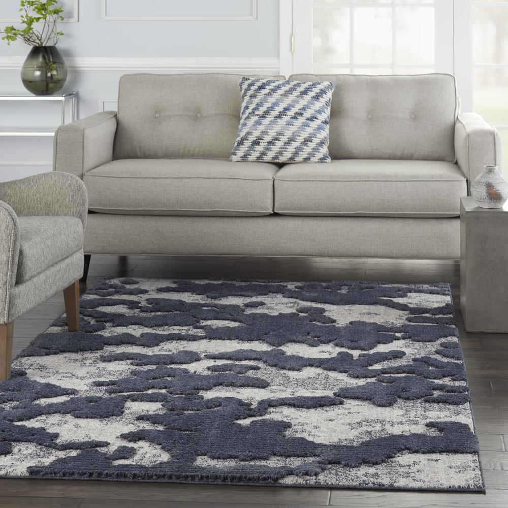 Nourison Textured Contemporary Area Rug, 5'3" x 7'3", Blue/Grey. Picture 9