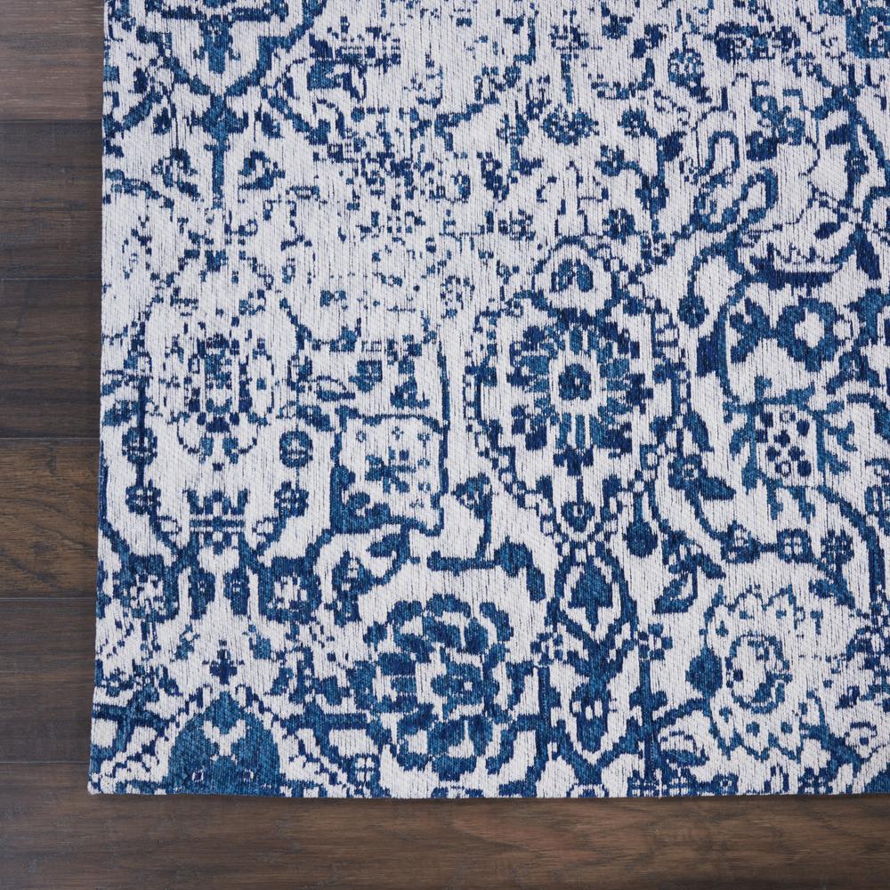 Damask Area Rug, Ivory/Navy, 6' x 9'. Picture 2