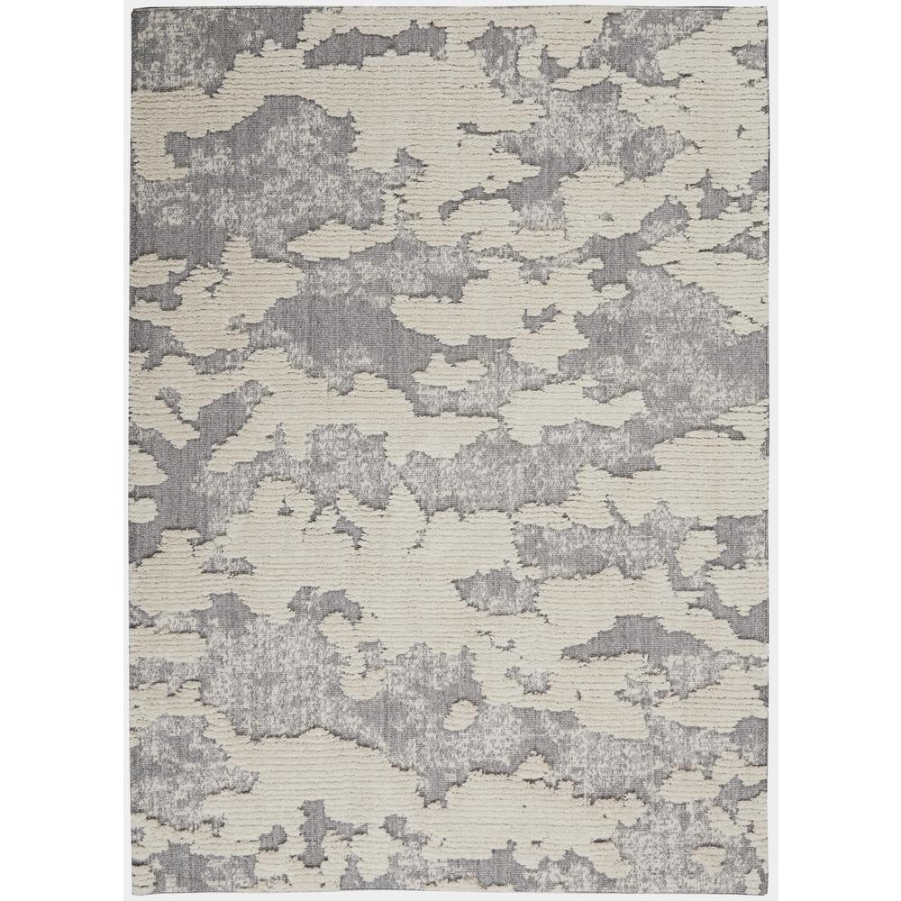 Nourison Textured Contemporary Area Rug, 5'3" x 7'3", Ivory/Grey. Picture 1