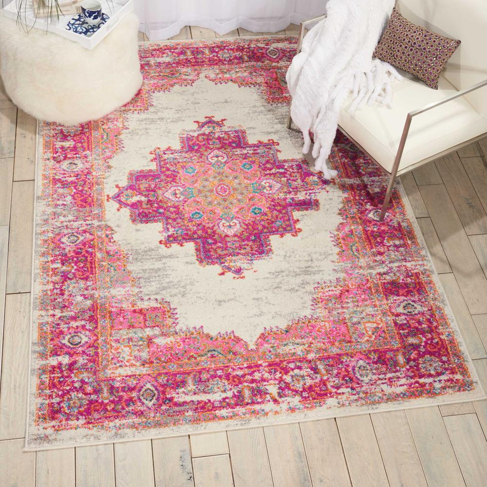 Passion Area Rug, Ivory/Fuchsia, 5'3" x 7'3". Picture 4