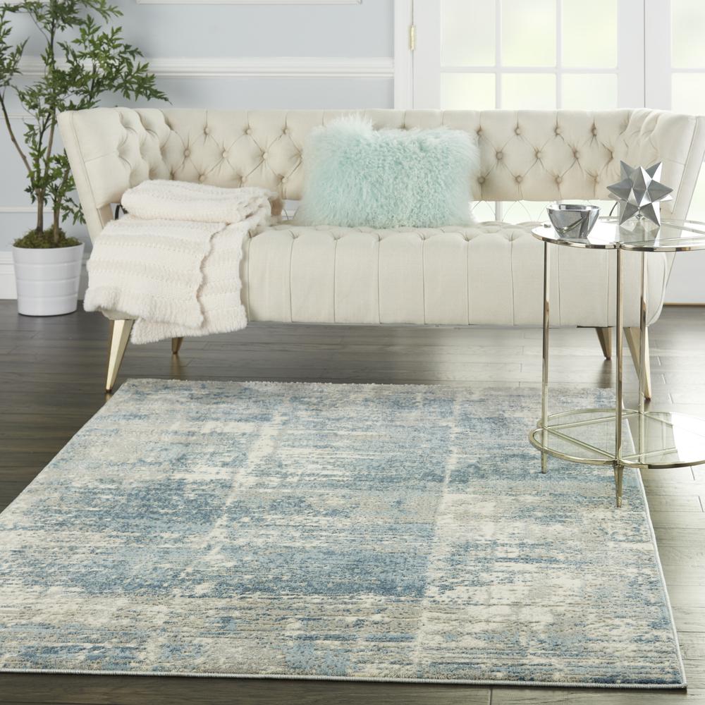 Solace Area Rug, Ivory/Grey/Blue, 5'3" x 7'3". Picture 9