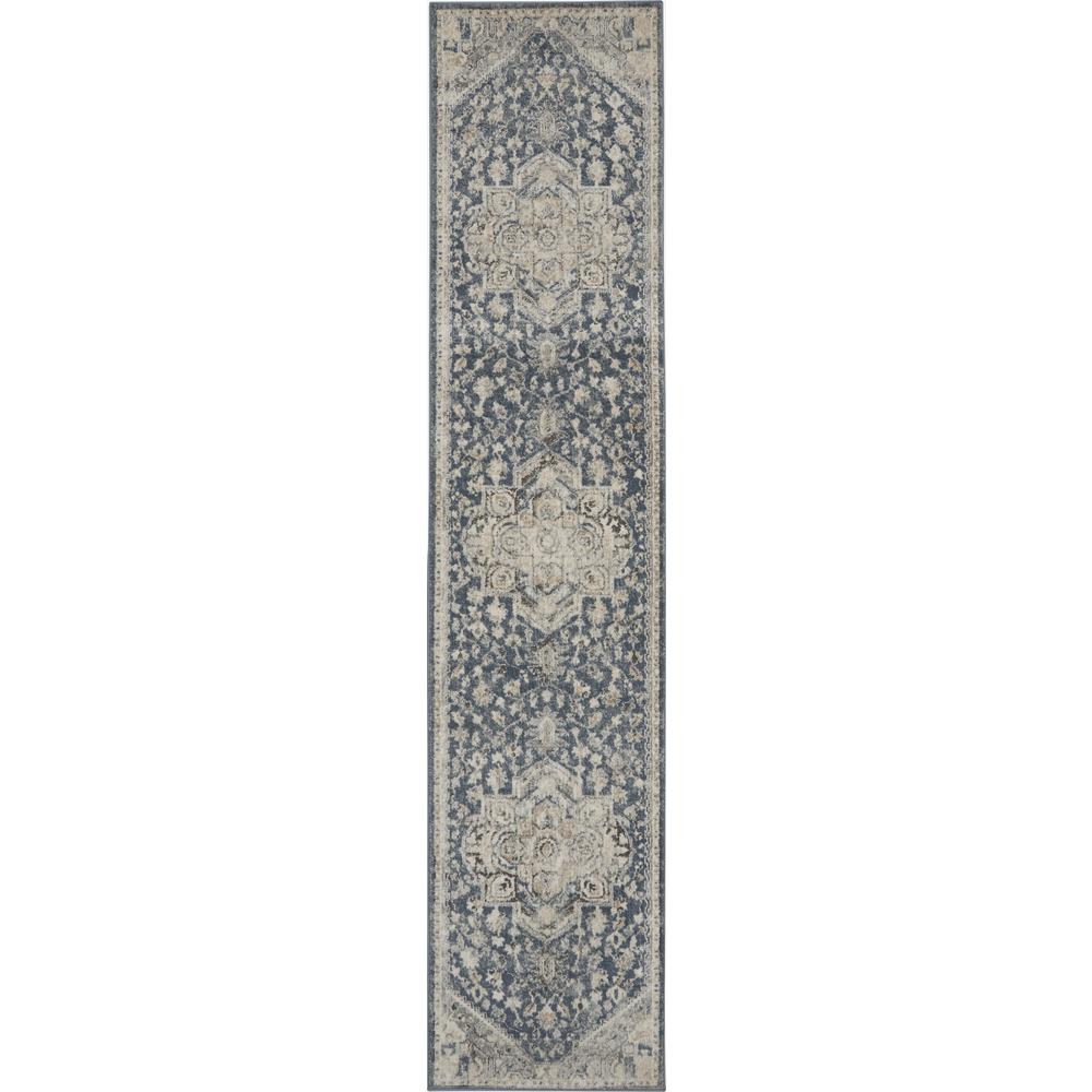 Nourison Concerto Runner Area Rug, 2'2" x 7'6", Ivory Blue. Picture 1