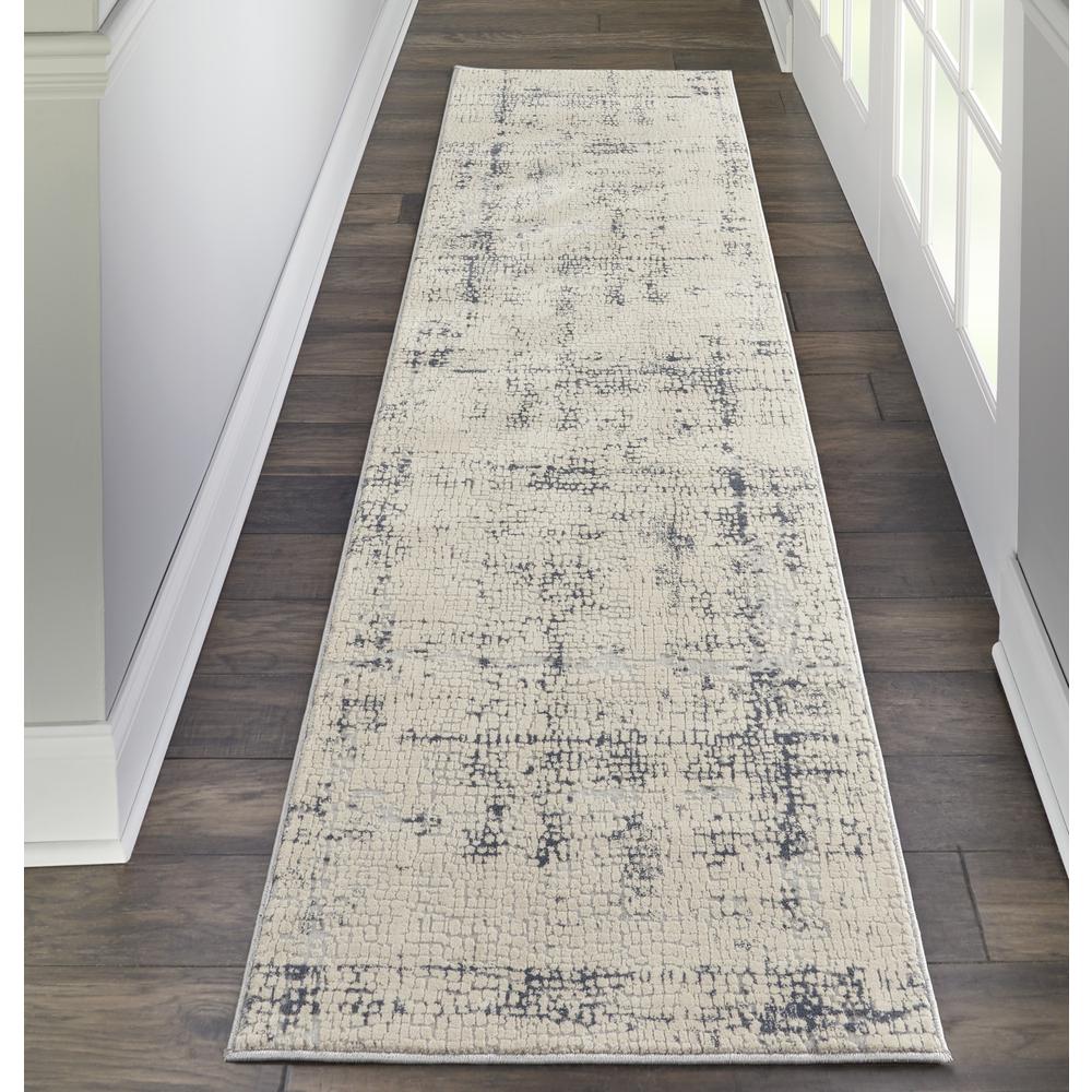 Rustic Textures Area Rug, Ivory/Blue, 2'2"X7'6". Picture 4