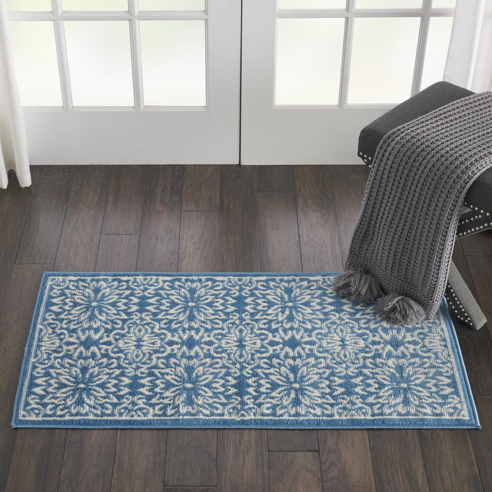 Nourison Jubilant Runner Area Rug, 2' x 4', Ivory/Blue. Picture 8