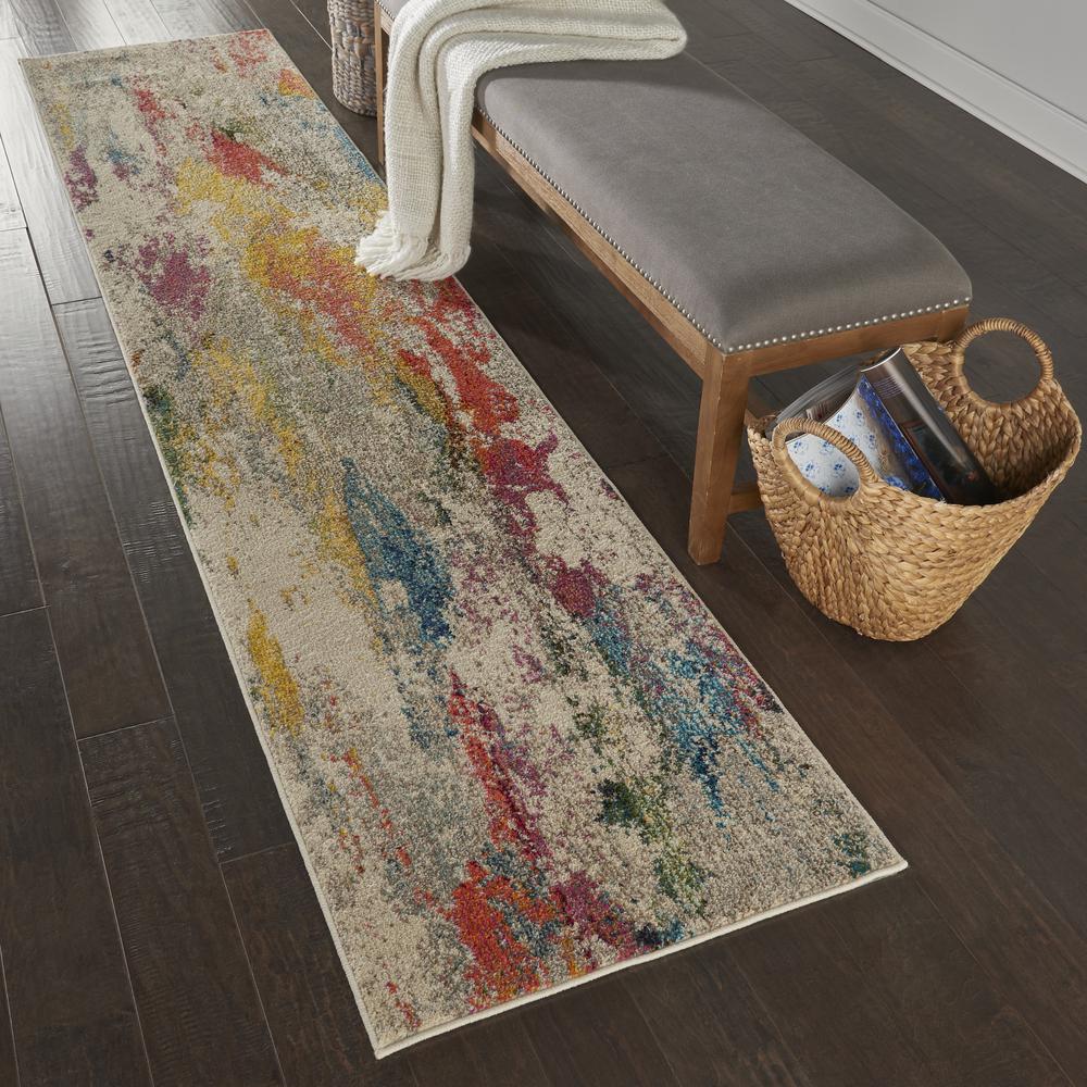 Celestial Area Rug, Ivory/Multicolor, 2'2"X10'. Picture 2