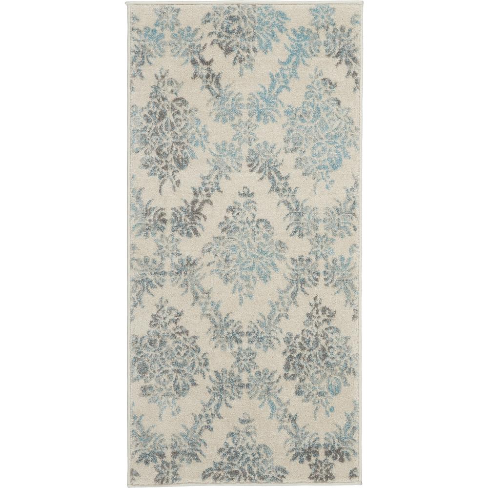 Tranquil Area Rug, Ivory/Turquoise, 2' X 4'. Picture 1