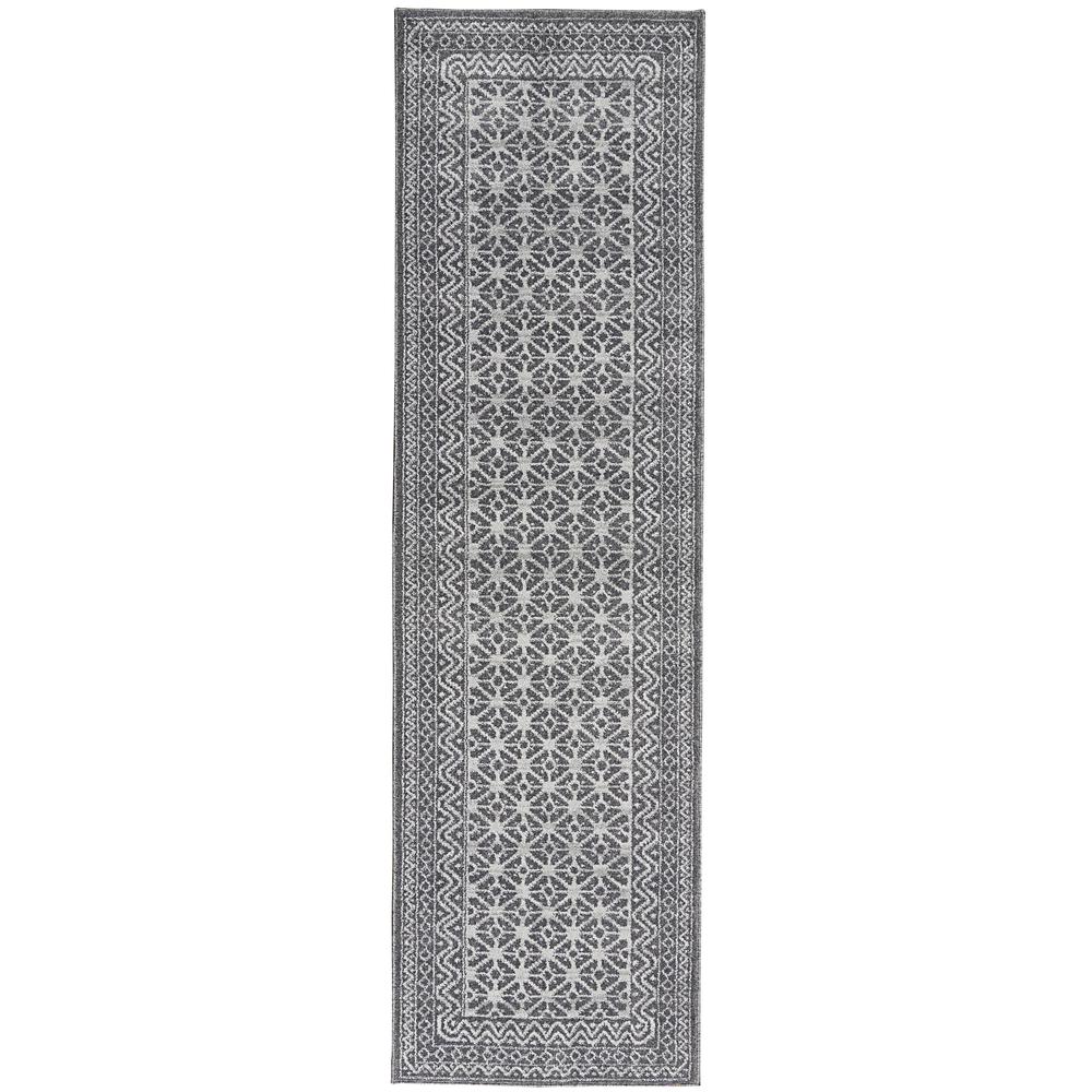 RYM02 Royal Moroccan Charcoal/Silver Area Rug- 2'3" x 10'. Picture 1