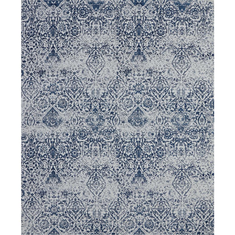 Damask Area Rug, Ivory/Navy, 8' x 10'. Picture 1