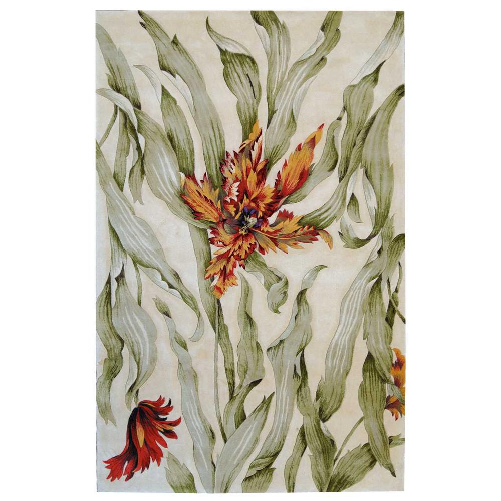 Tropics Area Rug, Ivory, 7'6" x 9'6". The main picture.
