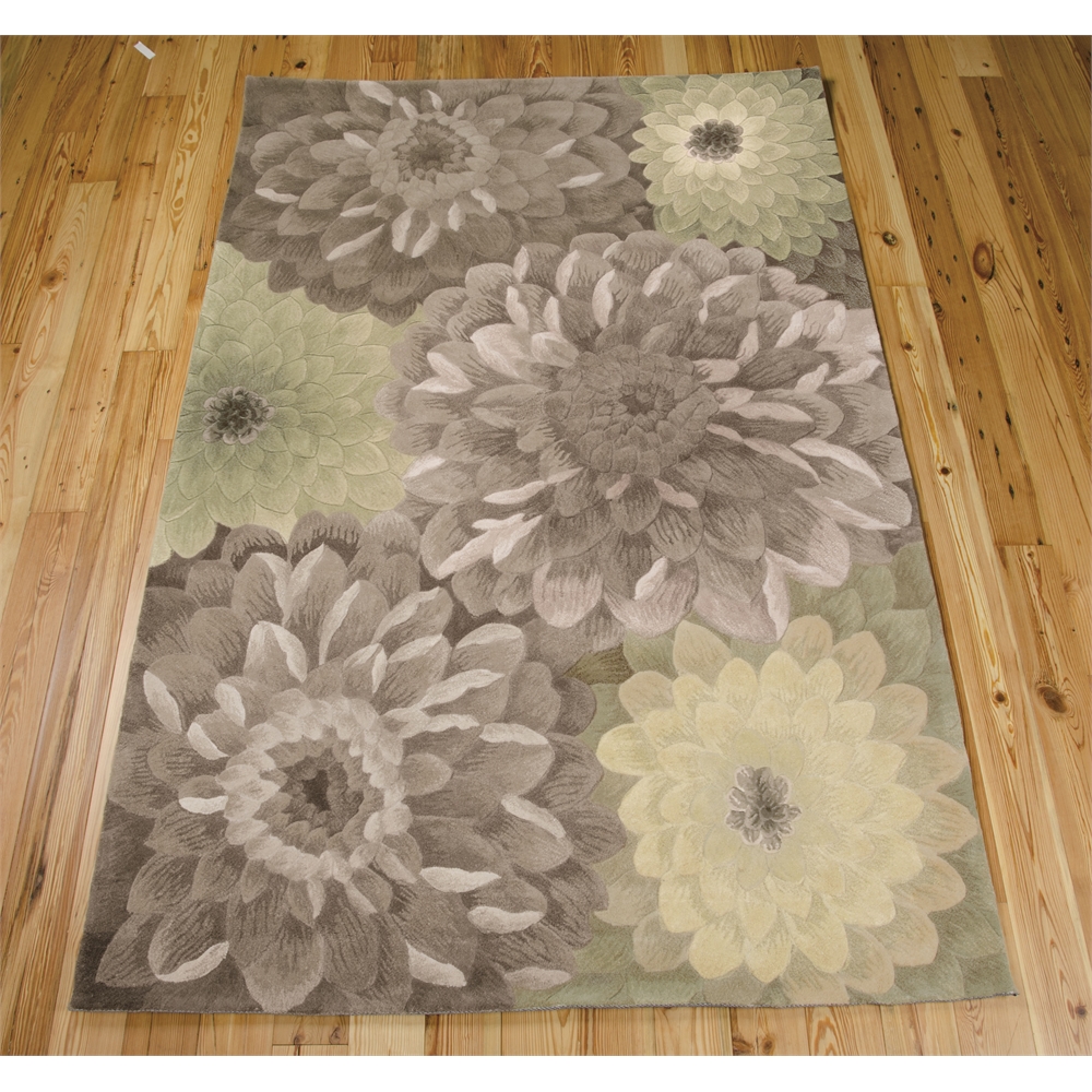Tropics Area Rug, Taupe/Green, 5'3" x 8'3". Picture 2