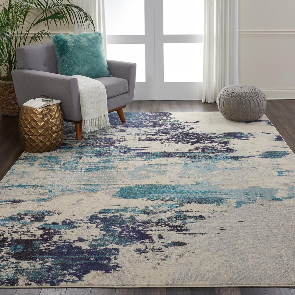 Celestial Area Rug, Ivory/Teal Blue, 7'10" x 10'6". Picture 5