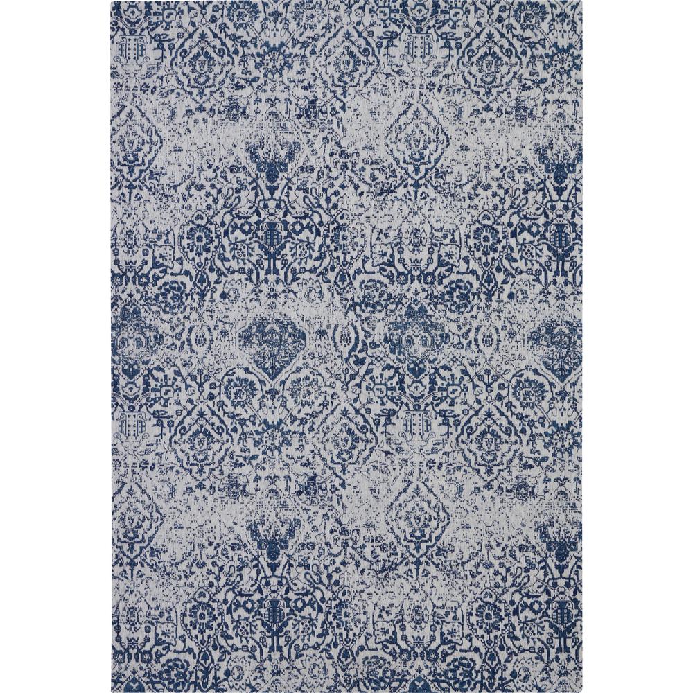 Damask Area Rug, Ivory/Navy, 6' x 9'. Picture 1