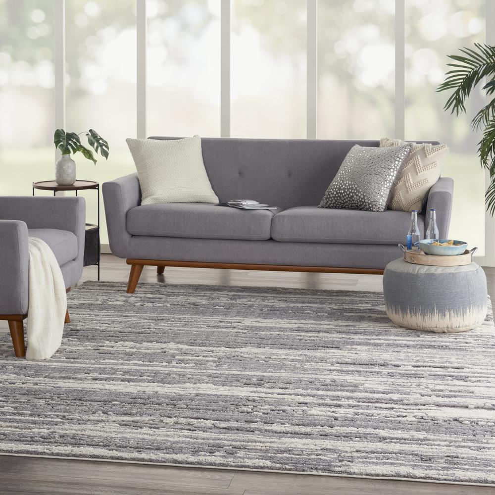 Nourison Textured Contemporary Area Rug, 8'10" x 11'10", Grey/Ivory. Picture 9
