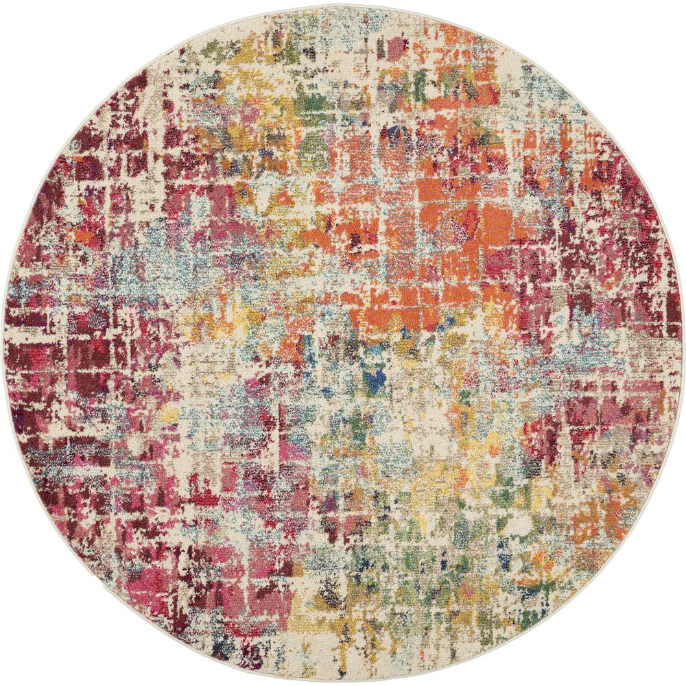 Celestial Area Rug, Pink/Multicolor, 5'3"XROUND. The main picture.