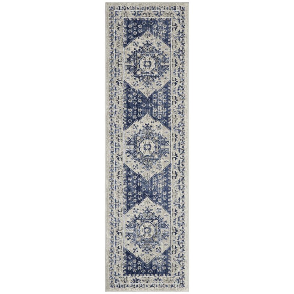 CYR05 Cyrus Ivory Blue Area Rug- 2'2" x 7'6". Picture 1