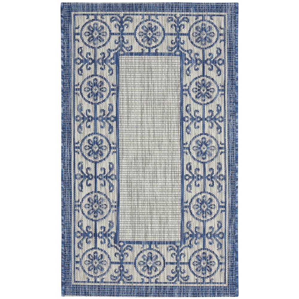 GRD03 Garden Party Ivory Blue Area Rug- 2'2" x 3'9". Picture 1