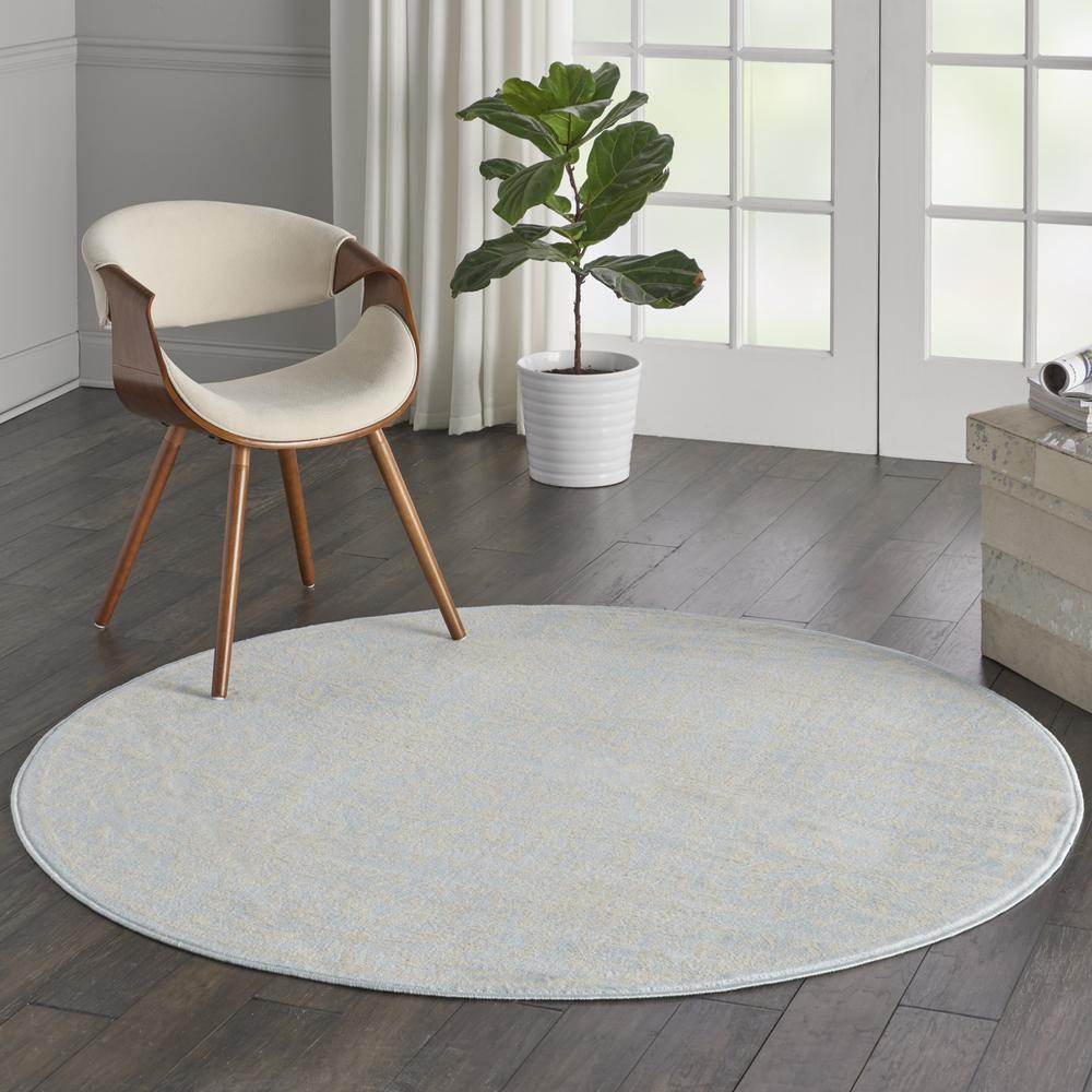 Jubilant Area Rug, Ivory/Light Blue, 5'3" x ROUND. Picture 6