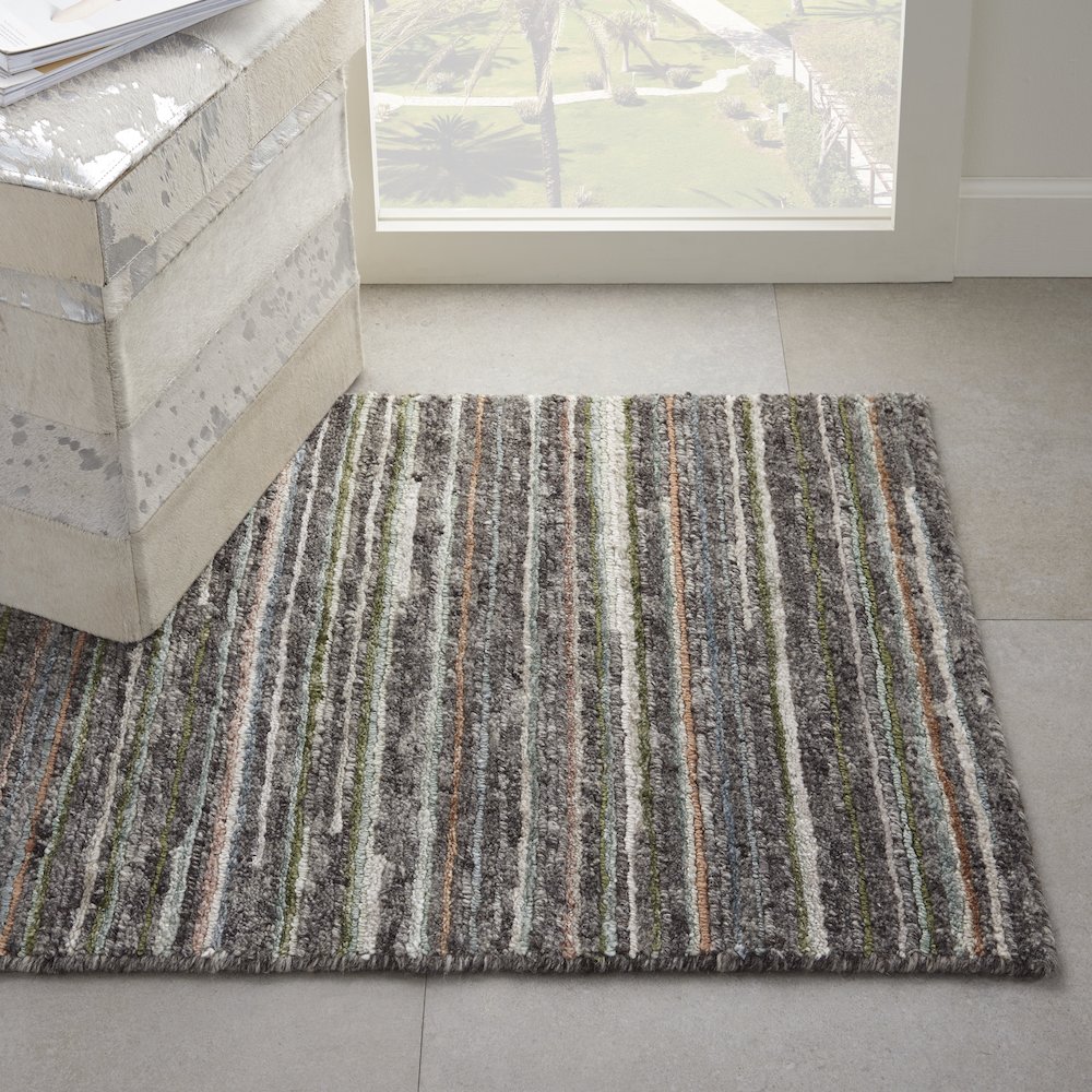 Nourison Plateau Area Rug, Grey/Green, 2'2" x 3'9", PAE01. Picture 2