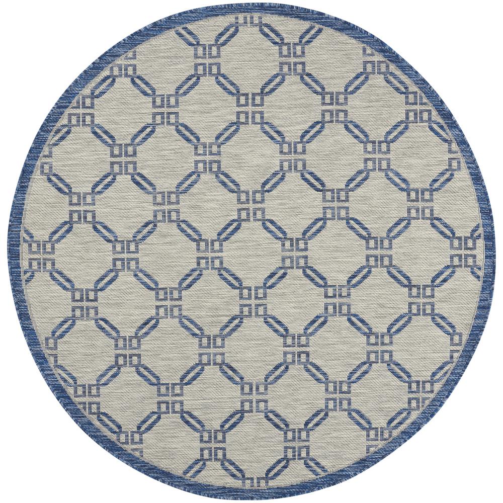 GRD02 Garden Party Ivory Blue Area Rug- 5'3" x round. Picture 1