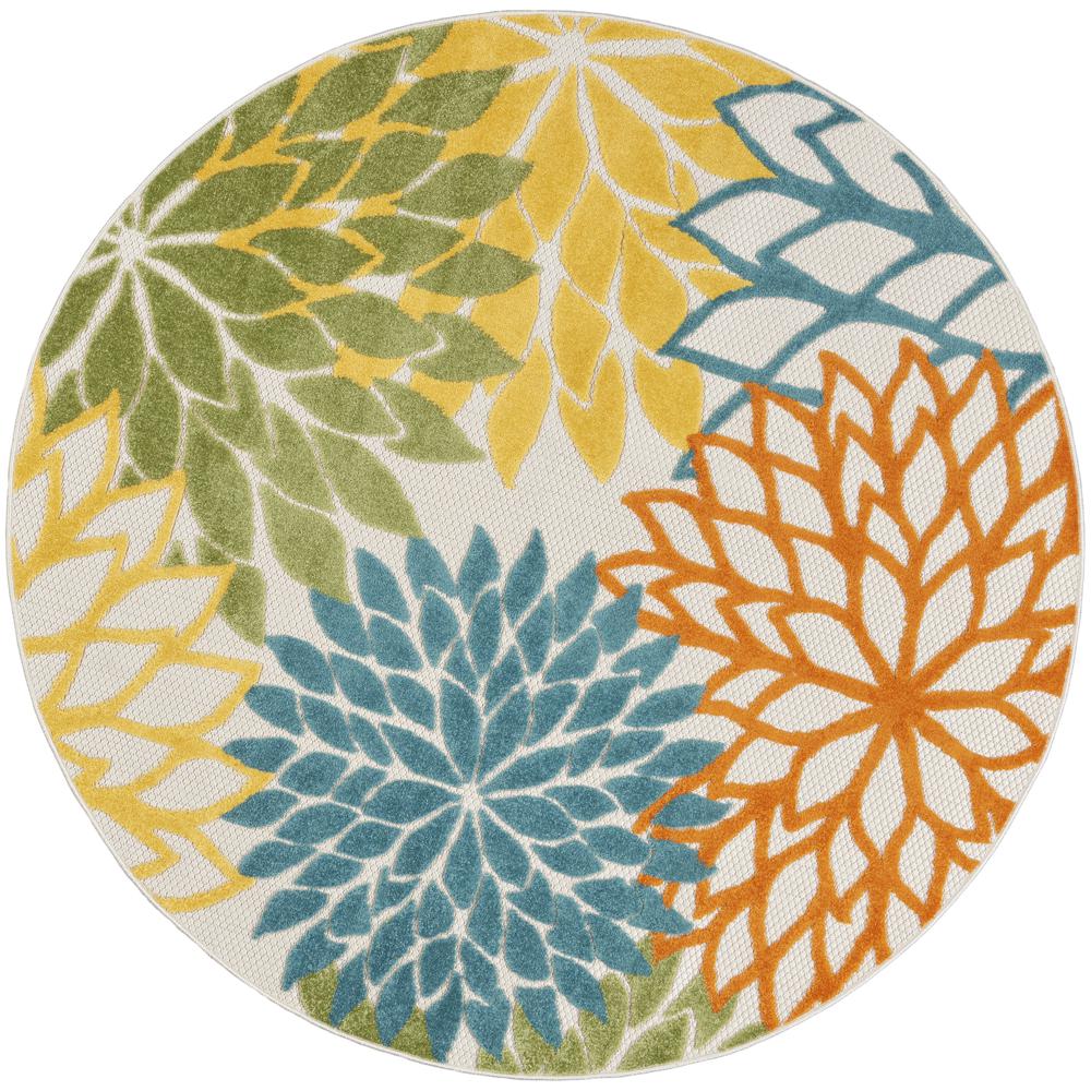 Tropical Round Area Rug, 5' x Round. Picture 1
